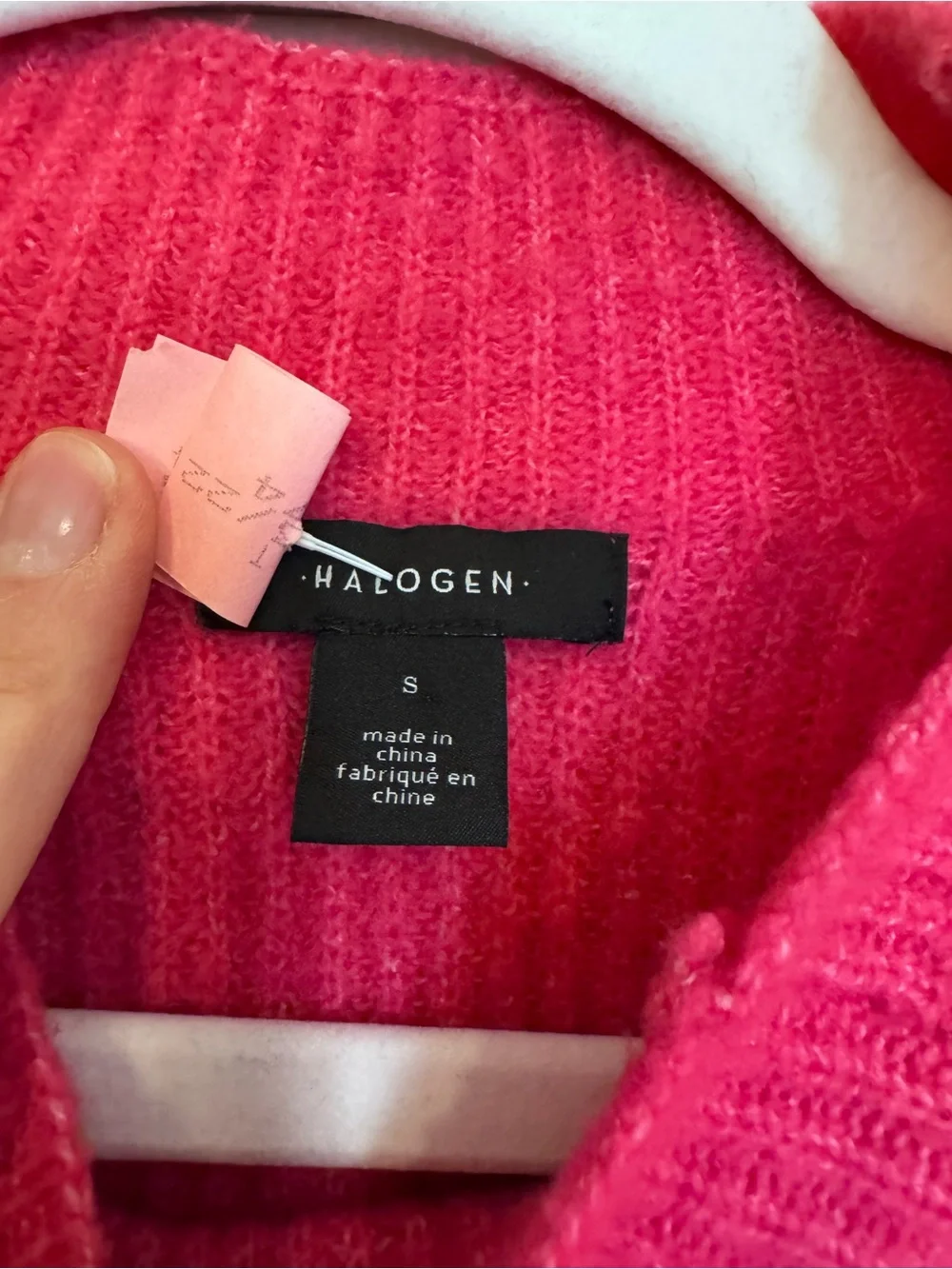 Halogen Hot Pink Ribbed Mock-Neck Sweater